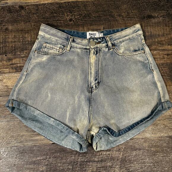 Princess Polly Pants - Princess Polly Women's Blue Solid Denim Flat Front Rolled Hem Mom Shorts Size 2